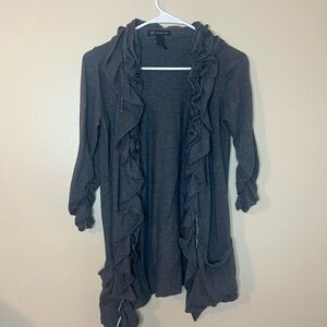 INC International Concepts Charcoal Ruffled Cardigan